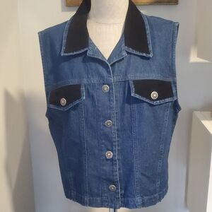 Vintage, Denim Vest with Black Accents, Size 12